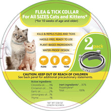 Load image into Gallery viewer, Flea and Tick Collar for Cats, Natural Plant-Based Ingredients for Treatment and Prevention, Safe and Waterproof, with Free Flea Comb, Tick Tweezer, and Treatment Prevention Drops, (2 Collars)