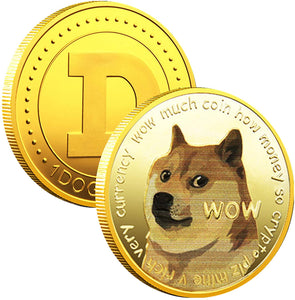 1PCS Gold Dogecoin Commemorative Coin Gold Plated Doge Coin Limited Edition Collectible Coin with Protective Case