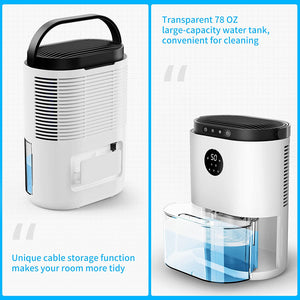 Dehumidifiers 78OZ (2300ml) Small Dehumidifier for Bedroom, with 3 Working Modes and 48H Timer for 450 sq ft Home, Portable Dehumidifier Quiet with Auto Shut Off and Auto Defrost for Bathroom, RV, Closet